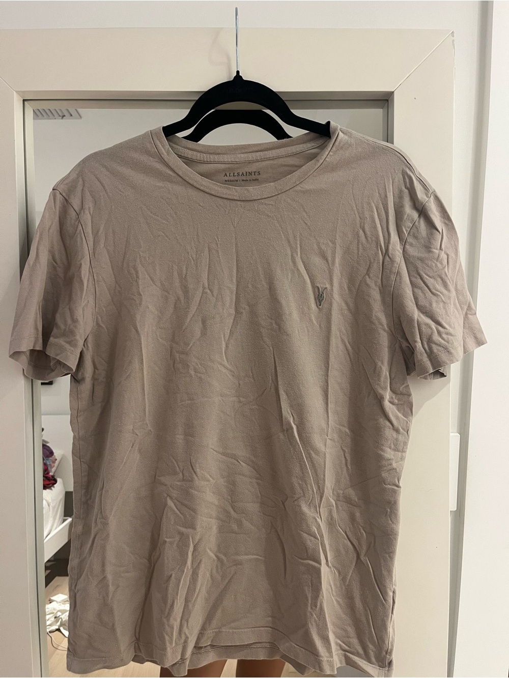 AllSaints Men’s Short-Sleeve Crew T-Shirt in Taupe